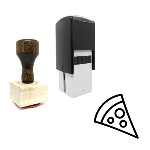 "Pizza" rubber stamp with 3 sample imprints of the image