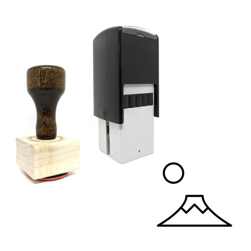 "Fuji Mountain" rubber stamp with 3 sample imprints of the image