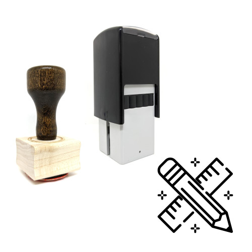 "Design Tools" rubber stamp with 3 sample imprints of the image