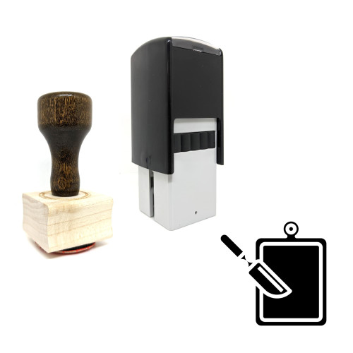 "Chopping Block" rubber stamp with 3 sample imprints of the image