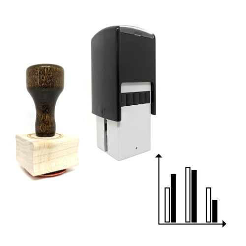 "Bar Chart" rubber stamp with 3 sample imprints of the image