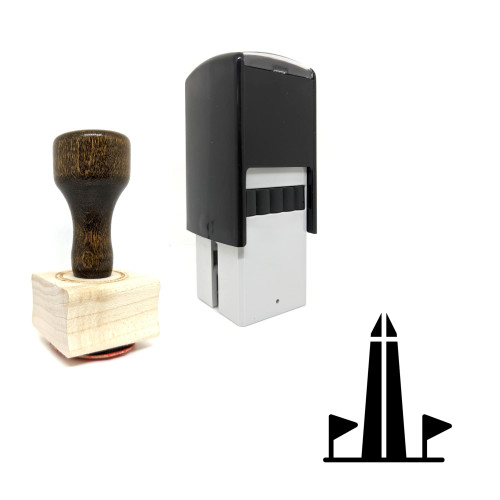 "Washington Monument" rubber stamp with 3 sample imprints of the image