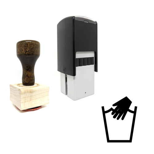 "Hand Wash" rubber stamp with 3 sample imprints of the image