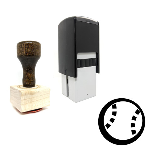 "Baseball" rubber stamp with 3 sample imprints of the image