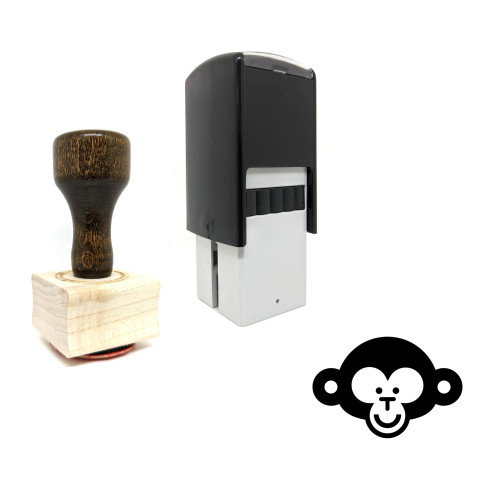"Monkey Face" rubber stamp with 3 sample imprints of the image