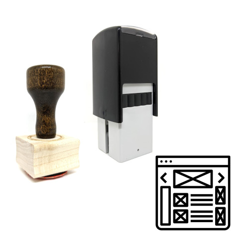 "Web Design" rubber stamp with 3 sample imprints of the image