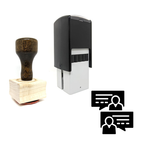 "Business Dialogue" rubber stamp with 3 sample imprints of the image