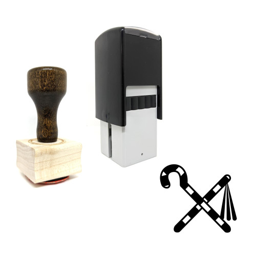 "Crook And Flail" rubber stamp with 3 sample imprints of the image