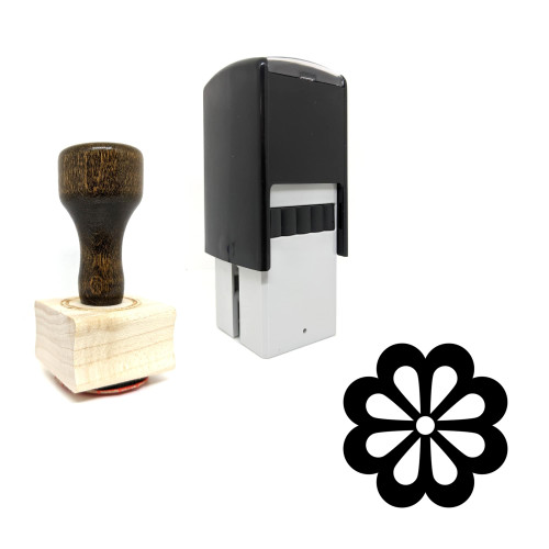 "Flower" rubber stamp with 3 sample imprints of the image