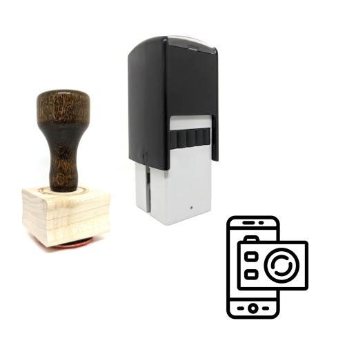 "Smartphone Camera" rubber stamp with 3 sample imprints of the image