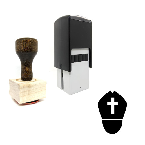 "Pope" rubber stamp with 3 sample imprints of the image