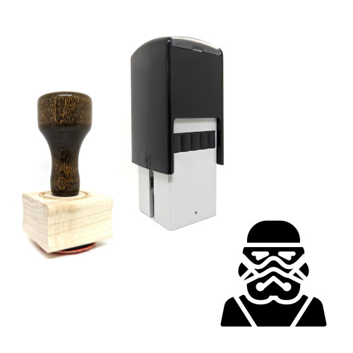 "Stormtrooper" rubber stamp with 3 sample imprints of the image