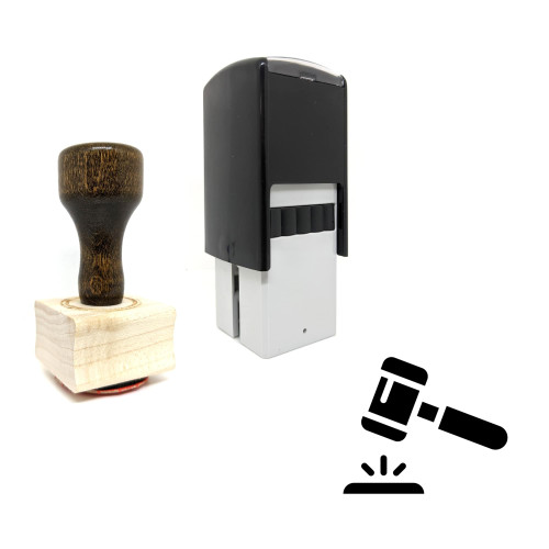 "Law Hammer" rubber stamp with 3 sample imprints of the image