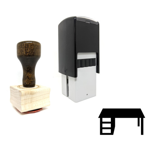 "Desk" rubber stamp with 3 sample imprints of the image