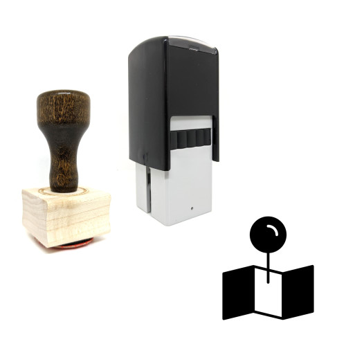 "Location Pin" rubber stamp with 3 sample imprints of the image