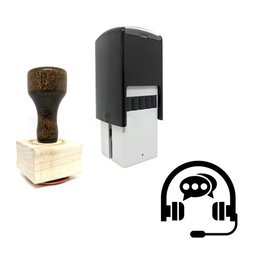 "Headset" rubber stamp with 3 sample imprints of the image