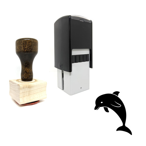 "Dolphin" rubber stamp with 3 sample imprints of the image