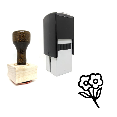 "Flowers" rubber stamp with 3 sample imprints of the image