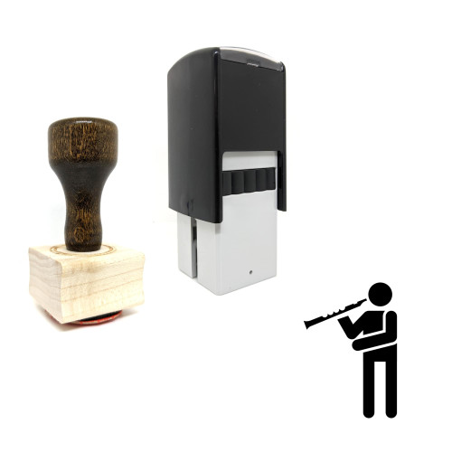 "Trumpet Player" rubber stamp with 3 sample imprints of the image