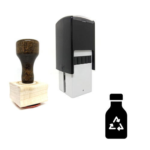"Recycle Bottle" rubber stamp with 3 sample imprints of the image