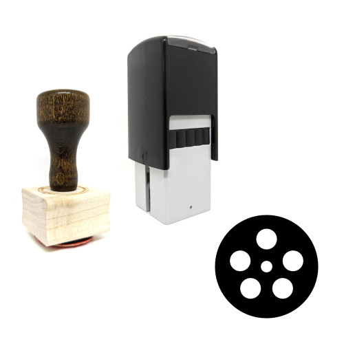 "Reel" rubber stamp with 3 sample imprints of the image