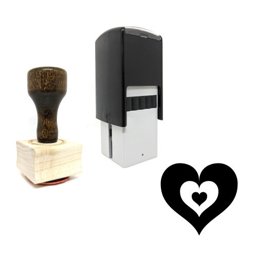 "Hearts" rubber stamp with 3 sample imprints of the image