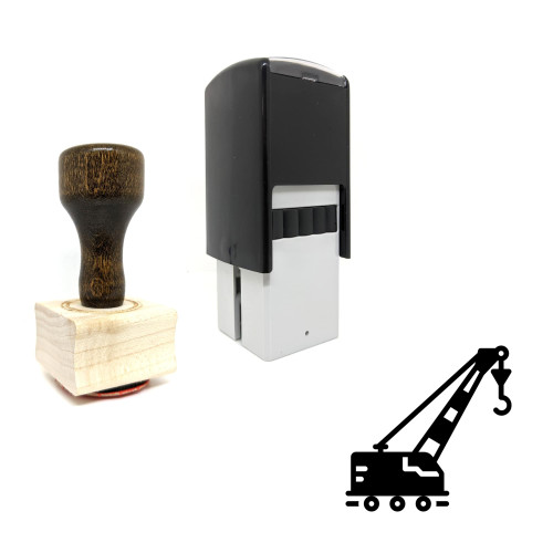 "Lifting Crane" rubber stamp with 3 sample imprints of the image
