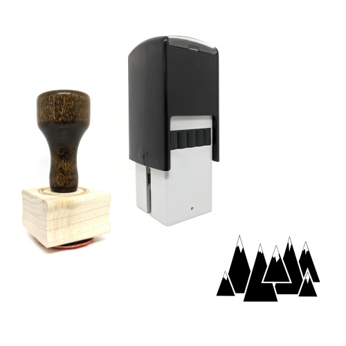 "Mountains" rubber stamp with 3 sample imprints of the image