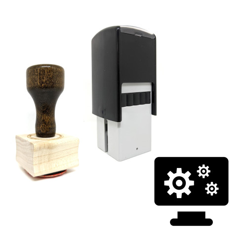 "Computer Settings" rubber stamp with 3 sample imprints of the image
