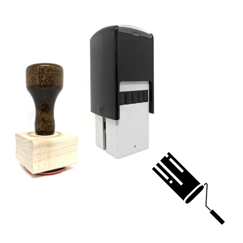 "Paint Roller" rubber stamp with 3 sample imprints of the image