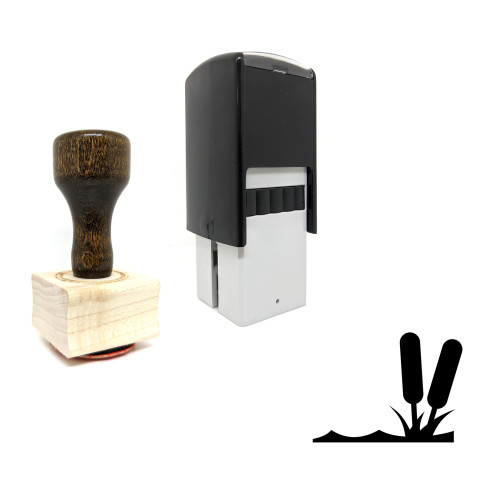 "Reeds" rubber stamp with 3 sample imprints of the image