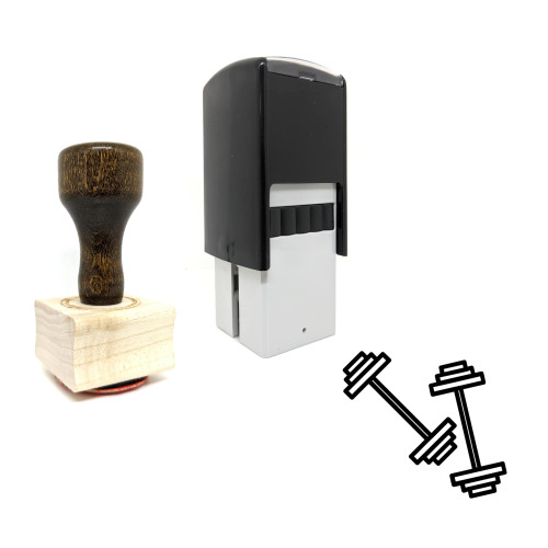 "Barbells" rubber stamp with 3 sample imprints of the image