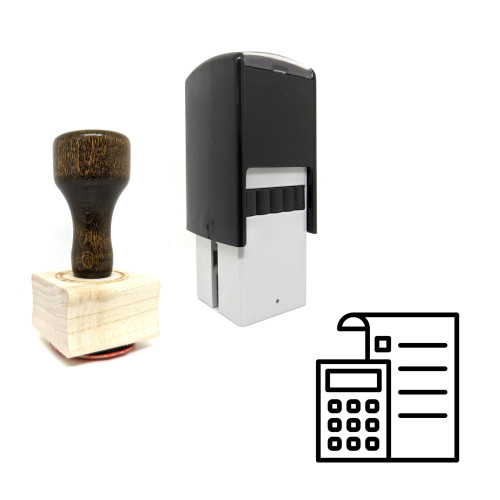 "Calculate" rubber stamp with 3 sample imprints of the image