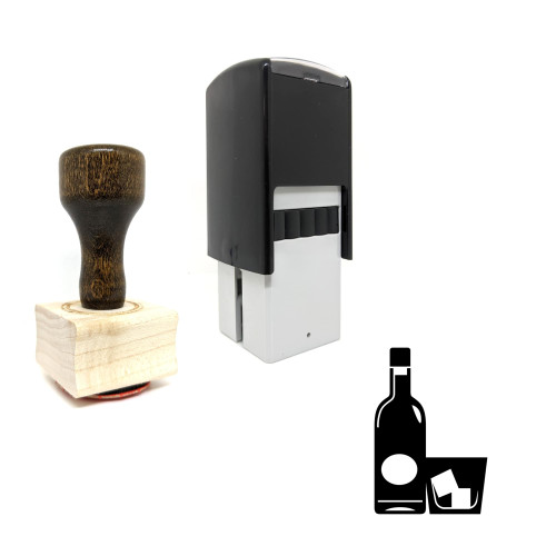 "Whiskey Glass" rubber stamp with 3 sample imprints of the image