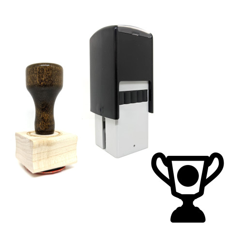 "Trophy" rubber stamp with 3 sample imprints of the image