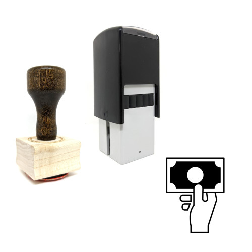 "Money" rubber stamp with 3 sample imprints of the image