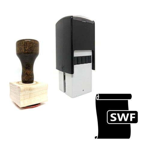 "Swf" rubber stamp with 3 sample imprints of the image