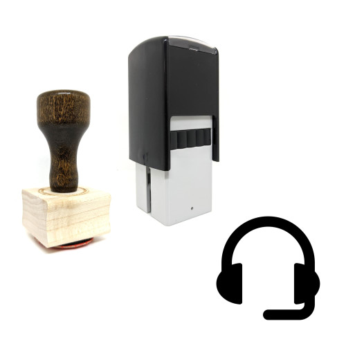 "Headset" rubber stamp with 3 sample imprints of the image