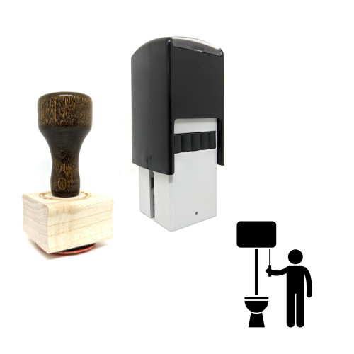 "Flushing Toilet" rubber stamp with 3 sample imprints of the image