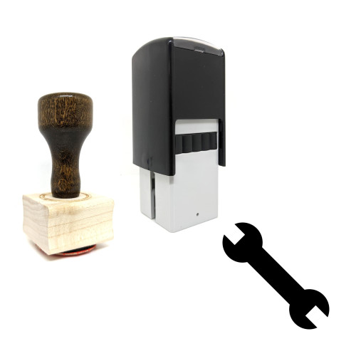 "Wrench" rubber stamp with 3 sample imprints of the image