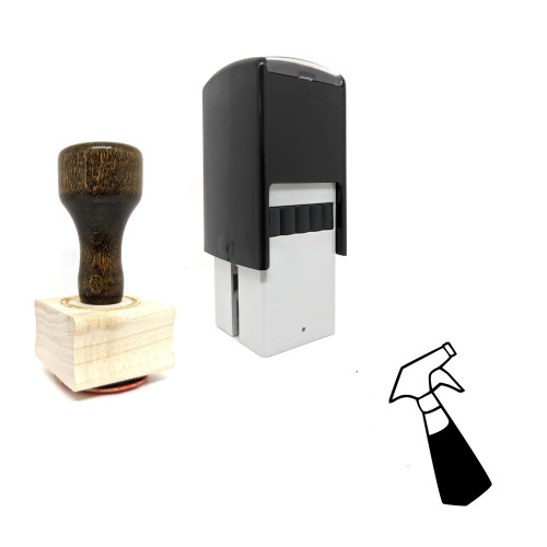 "Spray Bottle" rubber stamp with 3 sample imprints of the image