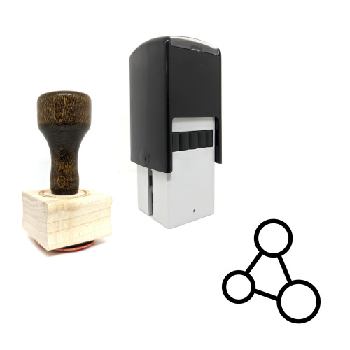 "Molecules" rubber stamp with 3 sample imprints of the image