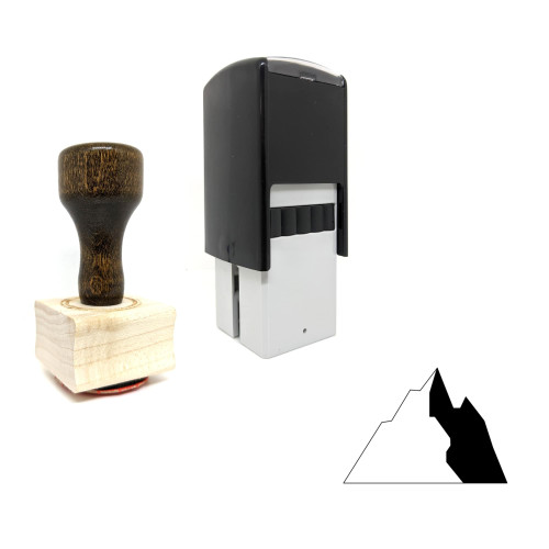 "Mountain" rubber stamp with 3 sample imprints of the image