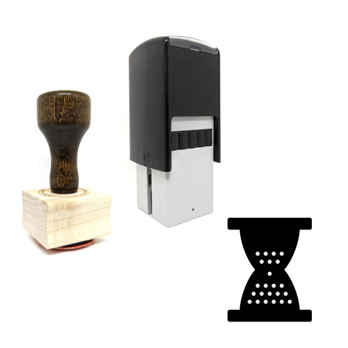 "Hourglass" rubber stamp with 3 sample imprints of the image