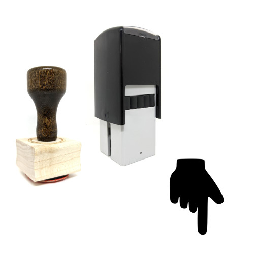 "Pointing Hand" rubber stamp with 3 sample imprints of the image