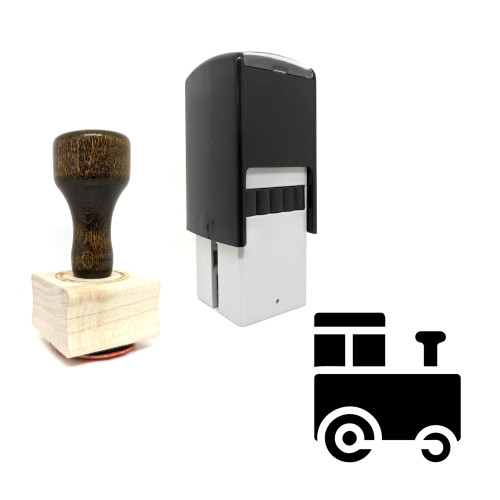 "Locomotive" rubber stamp with 3 sample imprints of the image