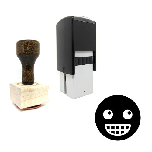 "Grin" rubber stamp with 3 sample imprints of the image