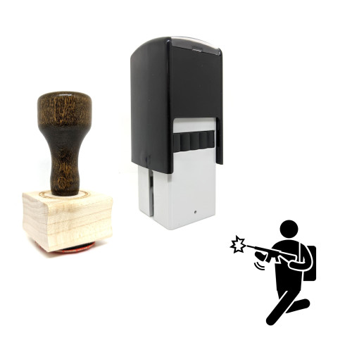 "Shooter" rubber stamp with 3 sample imprints of the image "Shooter" rubber stamp with 3 sample imprints of the image