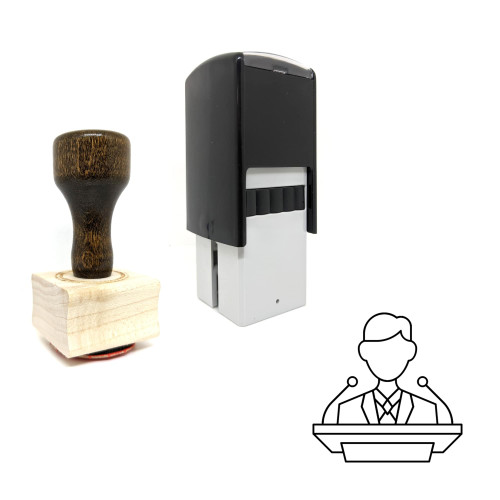 "Leader" rubber stamp with 3 sample imprints of the image