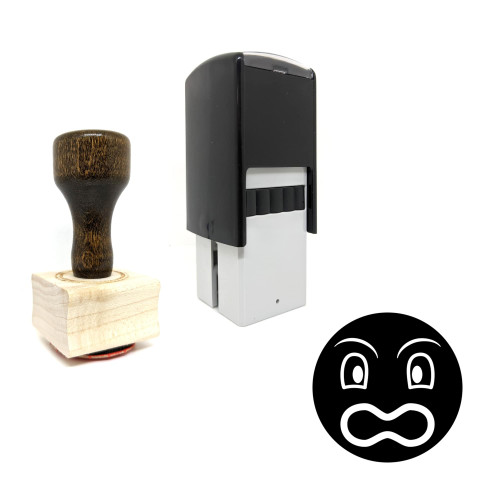 "Angry Face" rubber stamp with 3 sample imprints of the image